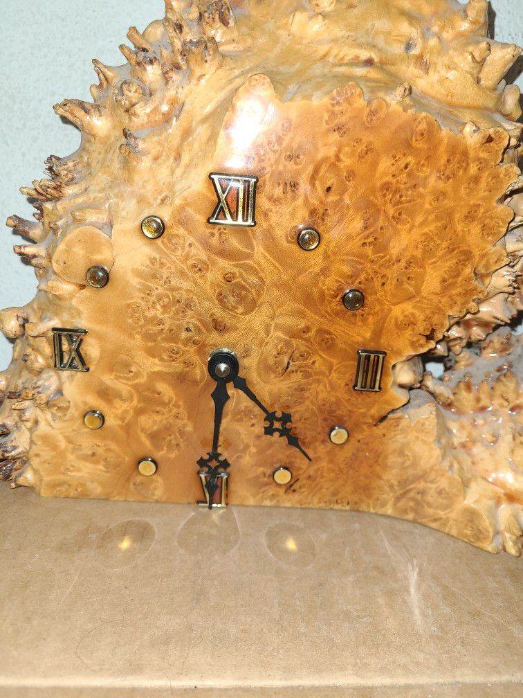 Large Exquisite One Off Custom Burl Wood Clock
