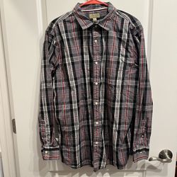 Men’s Sonoma Plaid Button Down Red Black