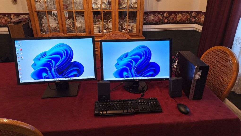 HP ProDesk 600 G5 Refurbished Core i5 Desktop Computer with Win 11 Pro & MS Office, Dual Monitors, SSD, Monitor, and Wi-Fi