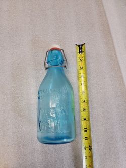 Vintage Blue Milk Bottle Thatchers Dairy. Quart Size
