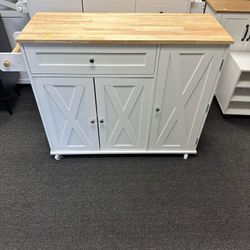 Kitchen Island with Storage, Island Table on Wheels with Drop Leaf, Spice Rack, Drawer, Towel Rack, Rolling Kitchen Island Cart for Dinning Room, Whit