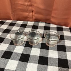 3 NEW GLASS VOTIVE/TEALIGHT CANDLE HOLDERS FOR $1.00 