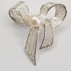 Pin, Sterling Silver and Cultured Pearl 