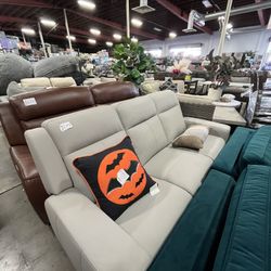 Brand New Grey Leather Power Reclining Sofa From Costco