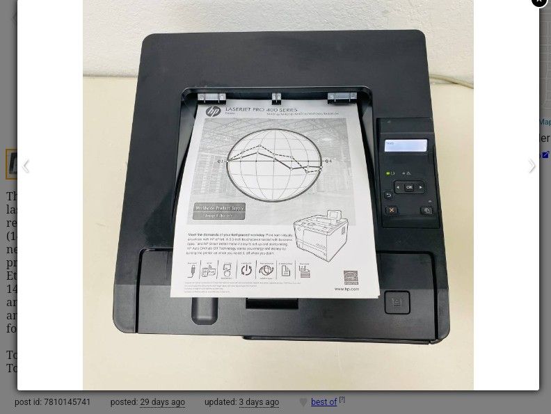 HP LaserJet Pro 400 M401n Monochrome Laser Printer W/ 30%Toner 8k Ct