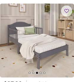 Gray Wooden Toddler Bed