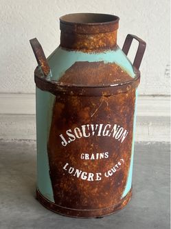 Vintage Rustic Painted Milk Can - Farmhouse Decor
