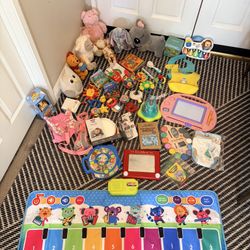 Like New Baby Toddler Plush Stuffed Animals Pianos Paint Bowl Knee Pads Music Etch a Sketch  
