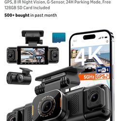 N5 PRO 4K 4 Channel Dash Cam, 360° All-Around View, 1080P Rear and Inside, 5G WiFi 6 - Up to 10MB/s, Built-in GPS, 8 IR Night Vision, G-Sensor, 24H Pa