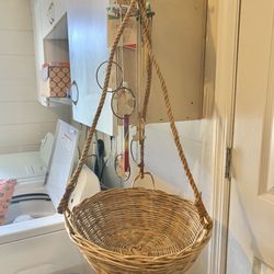 Wicker, hanging plant basket 