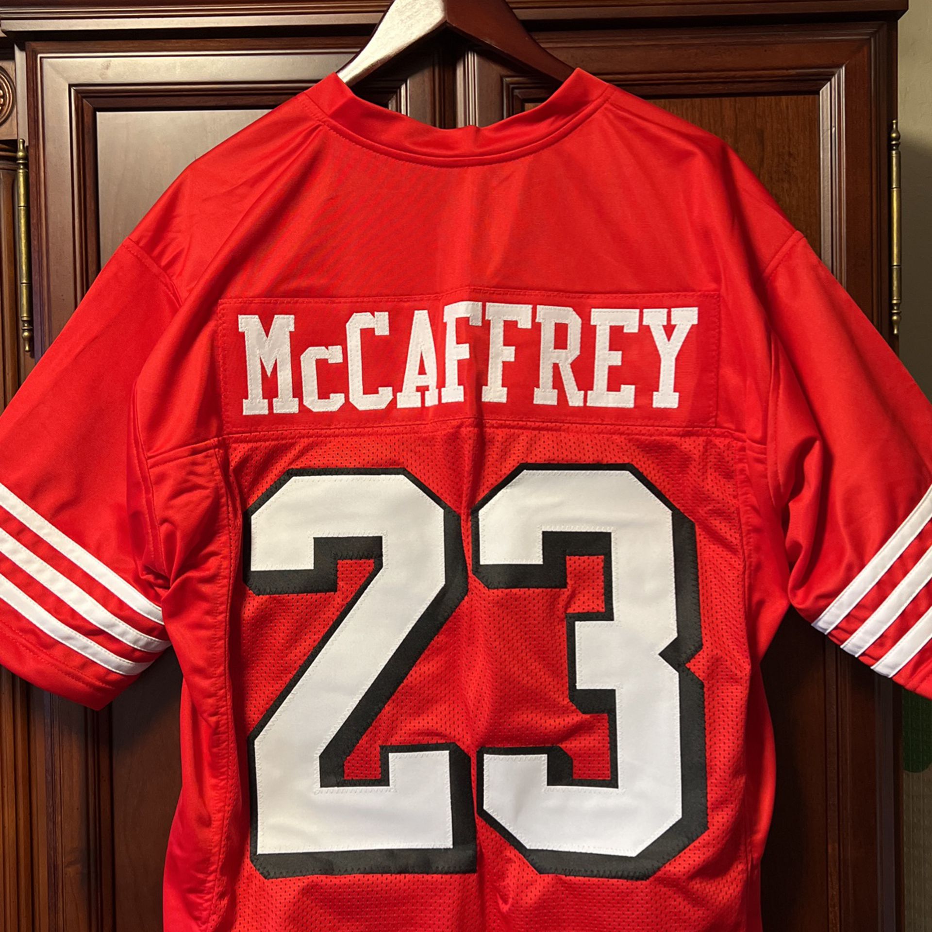 NFL SF 49er Custom Designed Christian McCaffery Red Jersey 