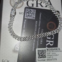 8.5" 6mm Moissanite Monaco Sterling Silver 925  Bracelet