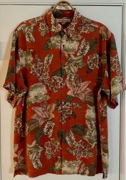 Tommy Bahama Men's Hawaiian Shirt , Size M, Rust & Gray Colors