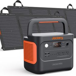 NEW - Jackery Solar Generator 1000 Plus with 2x100W Mini Solar Panels, 1264Wh Portable Power Station with Bifacial Solar Panels, 2000W Output Backup P