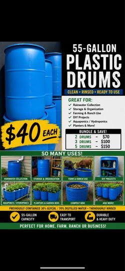 55-Gallon Plastic Drums