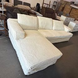 107" Sectional Couches for Living Room with L-Shape Couch Deep Seat Sectional Couch with Chaise,White