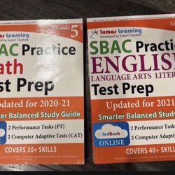 Grade 5 SBAC Math & English Test Prep 2021-22 Like New No Writing Summer Prep 