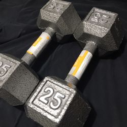 25 Pound Cast Iron HEX Dumbbells