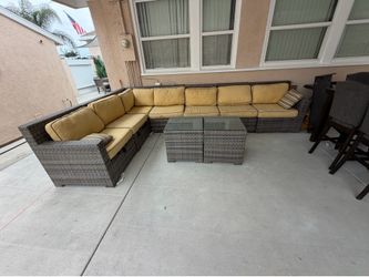 Heavy Duty Wicker Outdoor Sectional Sofa Set with Coffee Tables