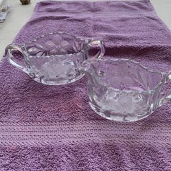 Crystal creamer/sugar bowl