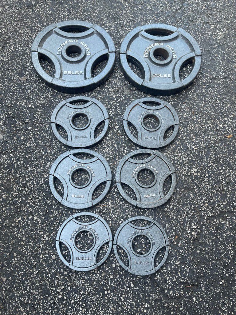 PAIR OF FITNESS GEAR OLYMPIC PLATES (PAIRS OF) :  25s  &  2.5s  &  (FOUR)  5s