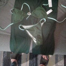 Green Swim Suite Size S Matching Over Pants Size M