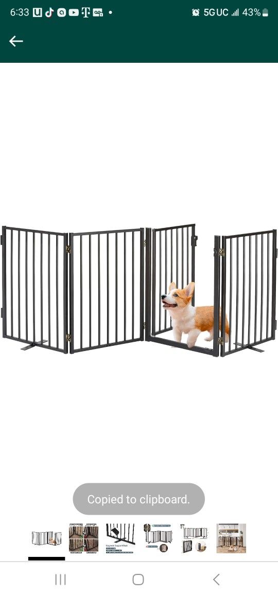 Jeyew Metal Dog Gate with Door for The House Extra Wide, Metal Pet Fences Indoor & Outdoor for Puppy Cat, Freestanding Foldable Dog Gates for Doorways