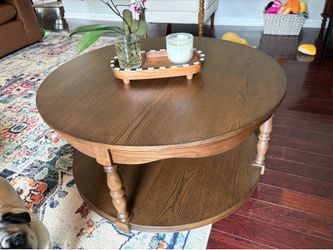Round wooden coffee table