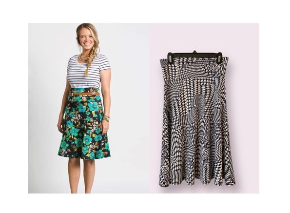 LuLaRoe Azure Skirt Blue and White Print (stars) Small