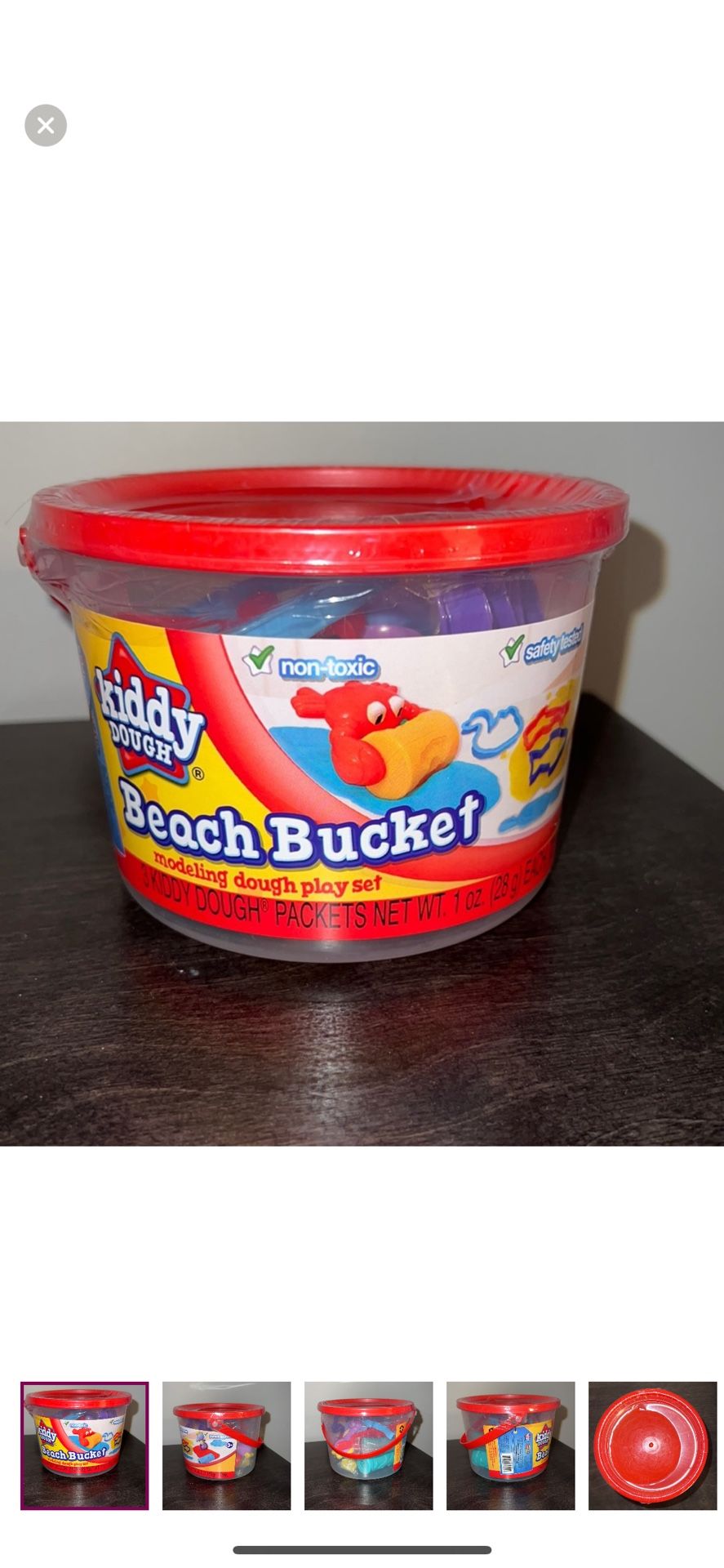 Kiddy Dough Beach Bucket Clay Cutters 3 Pack Modeling Clay Ages 3+ NEW Sealed
