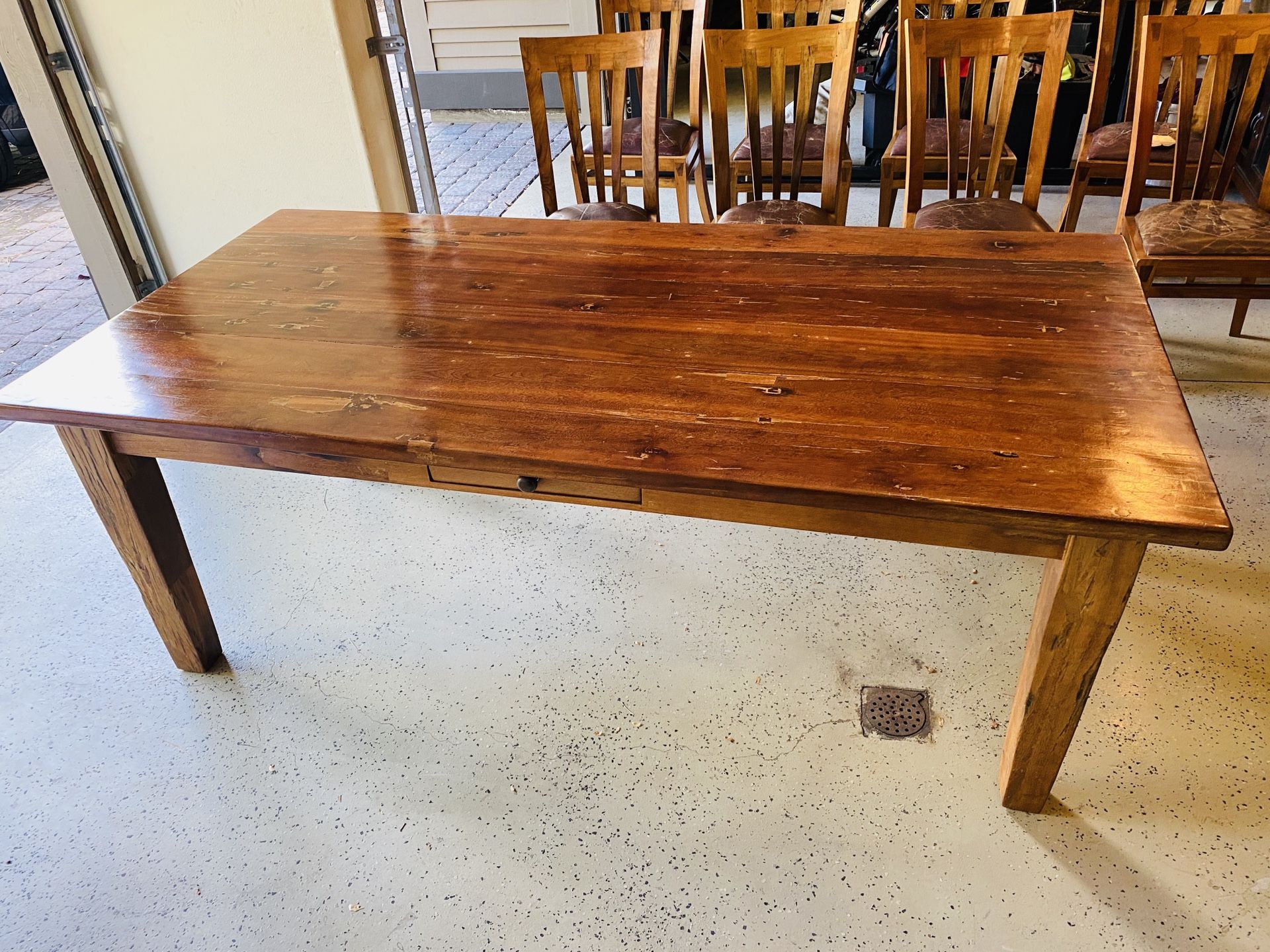 Reclaimed teak table with 8 chairs