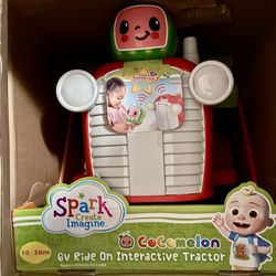 6V Cocomelon Battery Powered Ride on Tractor with Sounds, Kids Ages 18mos and Up