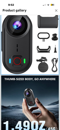 4K Thumb Action Camera, Mini Body Camera with WiFi, Magnetic Wearable 150° Hands-Free Recording POV Camera, EIS Stabilization, Waterproof, 64GB, Mount