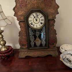 Working! Antique Wooden Mantel Clock 