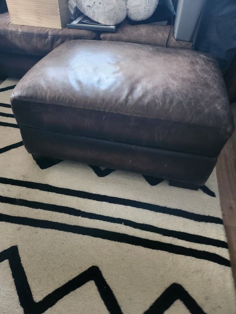 Pottery Barn Leather Storage Ottoman