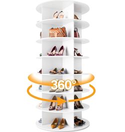 360° Rotating Tower Shoe Rack White