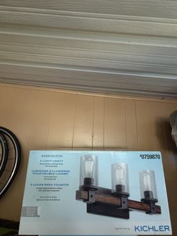 Kichler Barrington 22-in 3 -Light Distressed Black Farmhouse Vanity light
