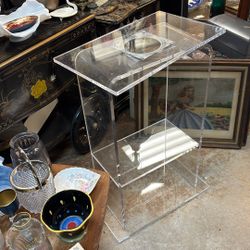 Lucite Stand Spins Tv Cart 