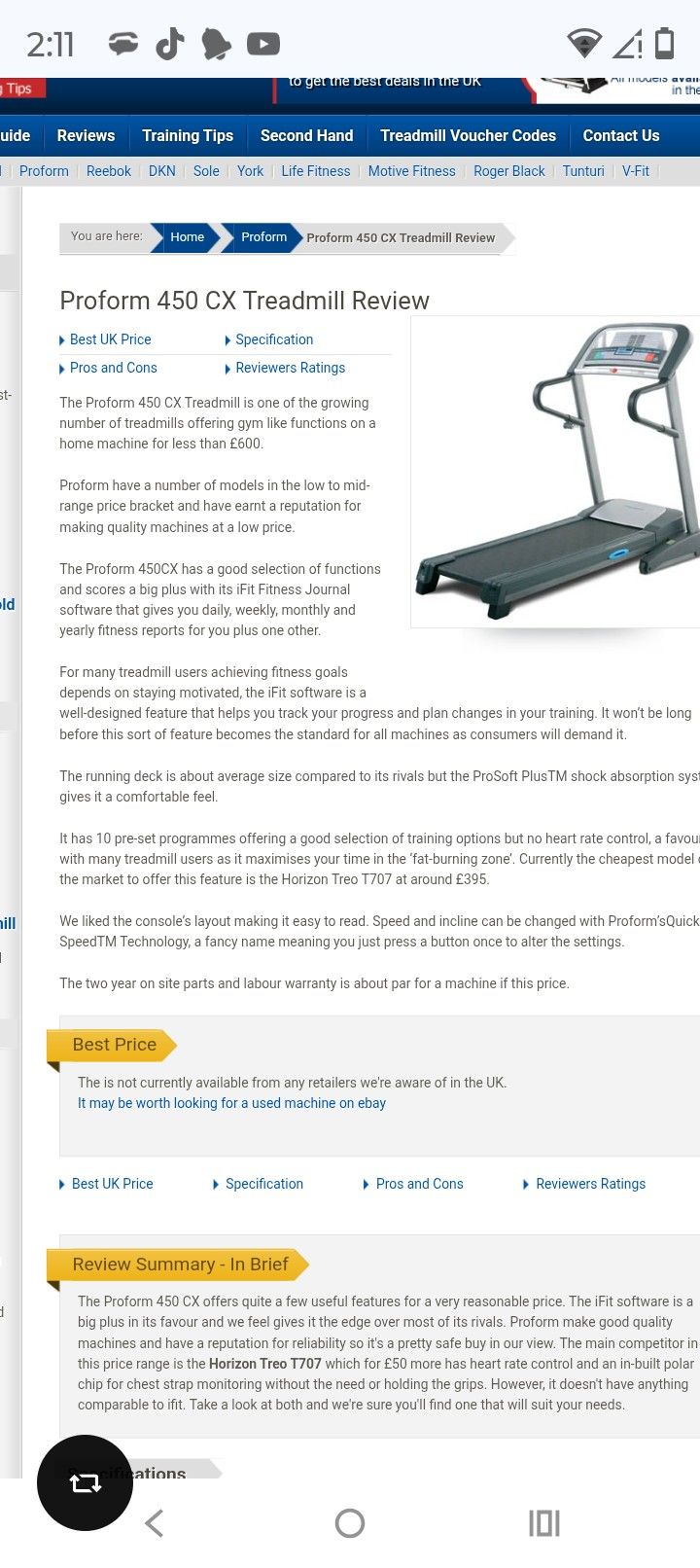 Pro-form Crosswalk Treadmill