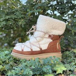 Valentino Trekkgirl Vlogo lug sole shearling and suede hiking winter boot 37.5