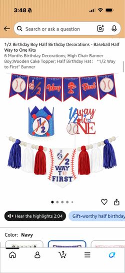 Baseball Half Birthday Boy Decoration Kit