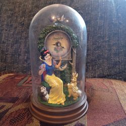 Disney Snow White "Sculpted Anniversary Clock" Pendulum Table Clock Forest Friends Vintage 1990’s
