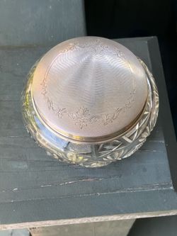 Sterling silver crystal powder jar 1.47 Troy ounces