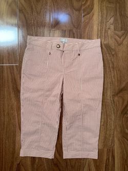 NAF NAF Pink and White Striped Capri Pants