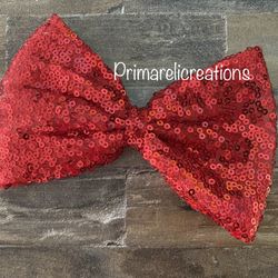 Red Sequence Hair Bow