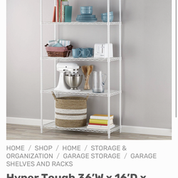 Hyper Tough 36'W x 16'D x72'H 5-Shelf Wire Shelving Unit, White