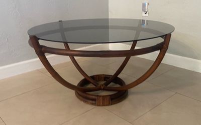 MidCentury Bamboo and Glass Coffee Table
