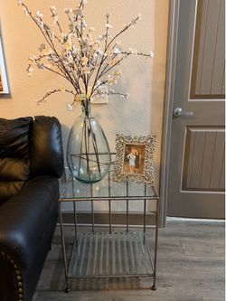 Glass & Metal End Table Modern / Vintage Style