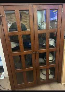 Mirrored Solid Wood Accent Cabinet