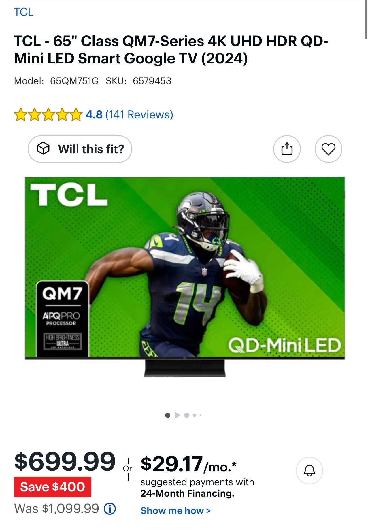 65” TV Still In Box